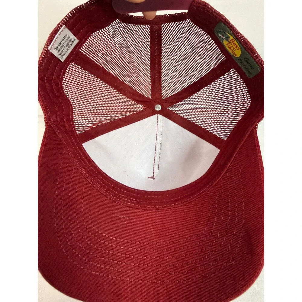 Bass Pro Shops Mesh Trucker Hat Maroon Burgundy Snapback Fishing Cap Mens OSFM